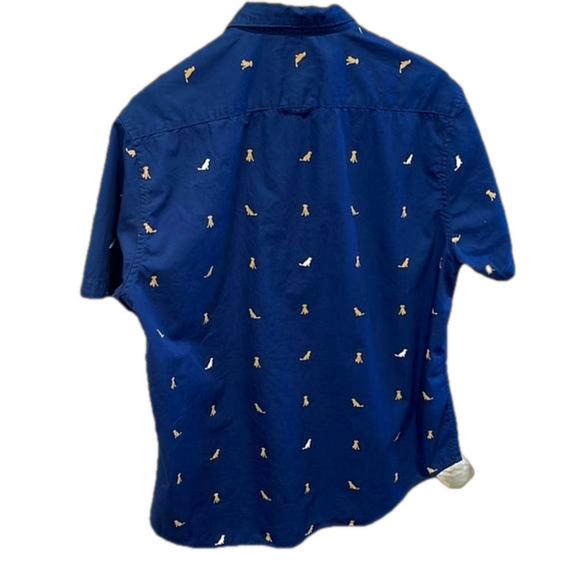 Denim & Flowers dog navy SS button shirt with contrasting cuff and buttons - Picture 4 of 9